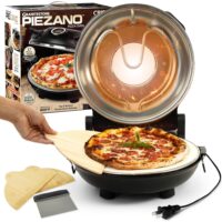 Granitestone Piezano Crispy Crust Pizza Oven – 12 Inch Electric Pizza Oven Indoor Countertop Maker with Ceramic Stone Heats up to 800˚F for Stone Baked Pizzeria Style at Home As Seen on TV Product