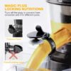 Juicer Machine, Aeitto Cold Press Juicer with Big Wide 83mm Chute 900 ml Juice Cup, Masticating Juicer for Fruits and Vegetables, 200W New Juice Maker BPA-Free, Easy to Clean, Black