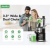 Juicer Machine, Aeitto Cold Press Juicer with Big Wide 83mm Chute 900 ml Juice Cup, Masticating Juicer for Fruits and Vegetables, 200W New Juice Maker BPA-Free, Easy to Clean, Black