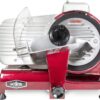 KWS MS-10XT Premium 320W Electric Meat Slicer 10-Inch in Red with Non-sticky Teflon Blade, Frozen Meat/Deli/Cheese/Food Slicer Low Noises Commercial and Home Use [ ETL, NSF Certified ]
