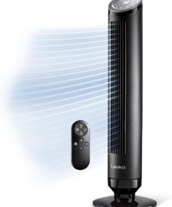LASKO Ascend Tower Fan with Remote, 36" Floor Fans for Home Bedroom, 29 ft/s Airflow, 90° Oscillation, Air Filter, Black, OST100