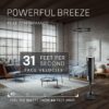 LASKO Elevation Adjustable Tower Fan 42”-54”, Pedestal Fan, 31 ft/s Airflow, Quiet 28 dB, 90° Oscillation, 12h Timer, Remote, Black, EST100