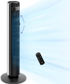 LEVOIT Classic 42-inch Tower Fan for Home, 1472 CFM Powerful Fan, 22dB Quiet as You Sleep, 90° L&R Oscillation, 60° U&D Airflow, 12H Timer, 5-Speed and 4 Modes with Temperature Sensor, Remote Control