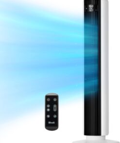 LEVOIT Tower Fan for Bedroom, Standing Fan with 28dB Quiet for Sleep, Remoter, 12H Timer, 25ft/s Velocity, 5 Speeds, 4 Modes, 90° Oscillation for Home, Office, Indoor, Bladeless 36 inch, White