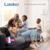 Lasko Oscillating Pedestal Fan, Thermostat, Adjustable Height, Remote Control, Timer, 4 Speeds, for Bedroom, Living Room, Office & Dorm, 16", White, S16614
