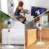 Lasko Oscillating Pedestal Fan, Thermostat, Adjustable Height, Remote Control, Timer, 4 Speeds, for Bedroom, Living Room, Office & Dorm, 16", White, S16614