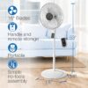 Lasko Oscillating Pedestal Fan, Thermostat, Adjustable Height, Remote Control, Timer, 4 Speeds, for Bedroom, Living Room, Office & Dorm, 16", White, S16614