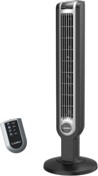Lasko Oscillating Tower Fan with Remote Control, 3 Quiet Speeds, Timer for Bedroom, Kitchen, Office Use, Black, 36" 2511