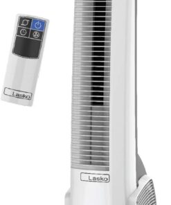 Lasko Oscillating Tower Fan with Remote Control - Tower Fan for Bedroom & Office, 4 Quiet Speeds, 38" White, T38400