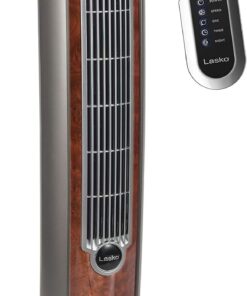Lasko Oscillating Tower Fan with Remote, Quiet Floor Fans for Bedroom, 42", Woodgrain and Grey, T42954
