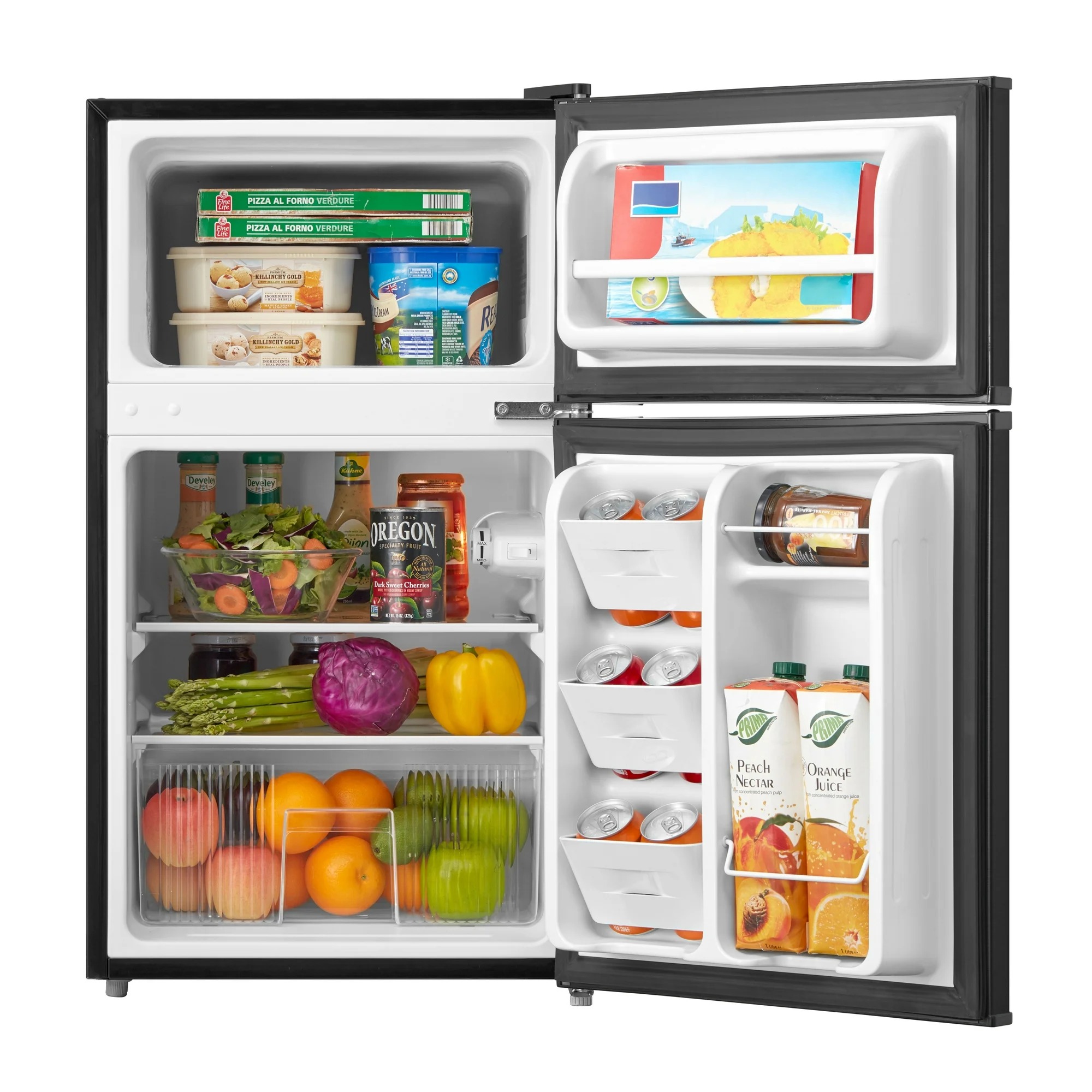 Mainstays 3.2 Cu. ft. 2-Door Refrigerator with Freezer, Stainless Steel Look13_11zon Mainstays 3.2 Cu. ft. 2-Door Refrigerator with Freezer, Stainless Steel Look