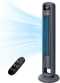 OmniBreeze Digital Electric Tower Fan, Inner Oscillation with Remote Control, LED Display, Standing Bladeless Floor Fans Cooling and Quite Indoor Living Room Bedroom use (40Inch)