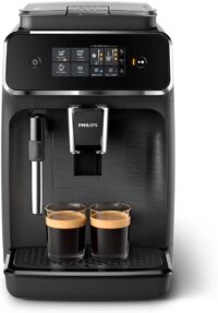 c1200 Series Fully Automatic Espresso Machine, Classic Milk Frother, 2 Coffee Varieties, Intuitive Touch Display, 100% Ceramic Grinder, AquaClean Filter, Aroma Seal, Black (EP1220/04)
