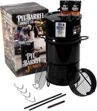 Pit Barrel Cooker Junior Package - 14 Inch Drum Smoker | Porcelain Coated Steel Drum BBQ Grill