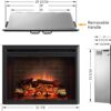 PuraFlame Klaus Electric Fireplace Insert with Fire Crackling Sound, Glass Door and Mesh Screen, 750/1500W, Black, 29 15/16 Inches Wide, 23 3/16 Inches High