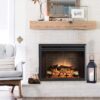 PuraFlame Klaus Electric Fireplace Insert with Fire Crackling Sound, Glass Door and Mesh Screen, 750/1500W, Black, 29 15/16 Inches Wide, 23 3/16 Inches High