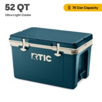 RTIC 52 QT Ultra-Light Hard-Sided Ice Chest Cooler, Fits 76 Cans, Marine/Canvas