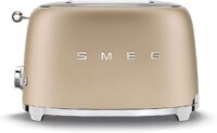 SMEG 2 Slice Toaster with 6 Presets and Defrost Function and Removable Crumb Tray TSF01CHMUS, Matte Champagne
