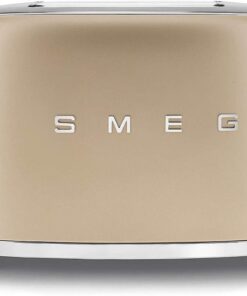 SMEG 2 Slice Toaster with 6 Presets and Defrost Function and Removable Crumb Tray TSF01CHMUS, Matte Champagne