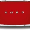 SMEG 2 Slice Toaster with 6 Presets and Defrost Function and Removable Crumb Tray TSF01RDUS, RED