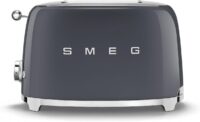 Smeg 50's Style Retro Aesthetic 2 Slice Toaster 6 Presets Extra Wide Slots Grey, TSF01GRUS