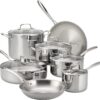 Tramontina Tri-Ply Clad Stainless Steel 12-Piece Cookware Set with Glass Lids, Pots and Pans Kitchen Set, Induction-Ready, Dishwasher-Safe, Made in Brazil
