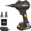 WORX Cordless Blower/Inflator, 20V 39 CFM 470 MPH Brushless High Speed Portable Dust Cleaner for Workshop, Lawn, Yard, Home, Lightweight Handheld Blower, Battery and Charger Included,WX099L PowerShare
