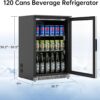 Weili 20 Inch Built in Beverage Refrigerator with Lock, Under Counter or Freestanding 120 Can Soda Beer Drink Cooler Fridge with Stainless Steel and Glass Door