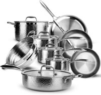 imarku Pots and Pans Set, 14PCS Kitchen Cookware Sets Tri-Ply Clad Stainless Steel with Hangered Handle and Lids, Suits Ceramic and Induction, Oven and Dishwasher Safe, Best Gifts for Women Man