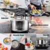 imarku Pots and Pans Set, 14PCS Kitchen Cookware Sets Tri-Ply Clad Stainless Steel with Hangered Handle and Lids, Suits Ceramic and Induction, Oven and Dishwasher Safe, Best Gifts for Women Man