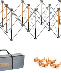 BORA Centipede 30in Folding Work Table Set - No Assembly 15-Strut Collapsible Table 6000lb Weight Limit - 4x8ft Mobile Work Station with Storage Bag, Foldable Work Bench Table - CK15S, Orange