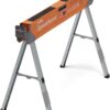 BORA Portamate Speedhorse Sawhorse - 45-in W x 30-in H Single Piece Table Stand with Folding Legs, Metal Top for 2x4, Heavy Duty Pro Bench Saw Horse for Woodworking, Carpenters, Contractors, PM-4500,Orange