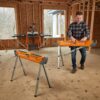 BORA Portamate Speedhorse Sawhorse - 45-in W x 30-in H Single Piece Table Stand with Folding Legs, Metal Top for 2x4, Heavy Duty Pro Bench Saw Horse for Woodworking, Carpenters, Contractors, PM-4500,Orange