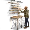 Bora 6 Level Lumber Storage Rack Wood and Garage Organization Space Saving Metal Shelf for Pipes, Boards, Plywood, and Building Materials - PBR-0620 White Gray