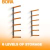 Bora Wood Organizer and Lumber Storage Metal Rack with 6-Level Wall Mount – Indoor and Outdoor Use, In Orange | PBR-001 Bora Wood Organizer and Lumber Storage Metal Rack with 6-Level Wall Mount – Indoor and Outdoor Use, In Orange | PBR-001