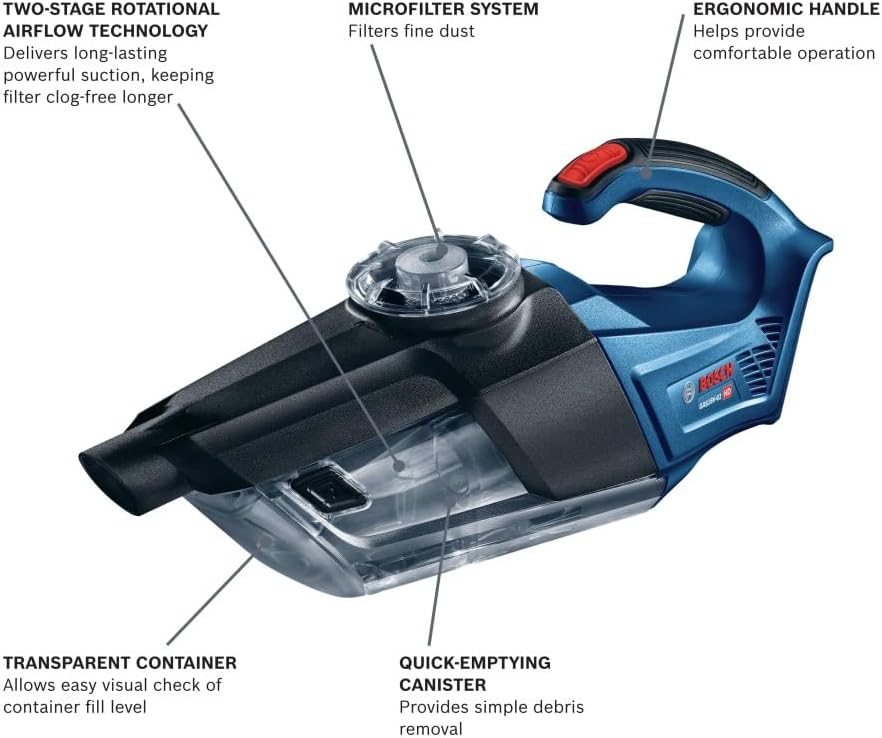 Bosch GAS18V-02N 18V Handheld Vacuum Cleaner, Battery Not Included 2 Bosch GAS18V-02N 18V Handheld Vacuum Cleaner, Battery Not Included