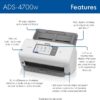 Brother ADS-4700W Professional Desktop Scanner with Fast Scan Speeds, Duplex, Wireless, and Large Touchscreen, White