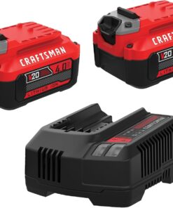 CRAFTSMAN 20V Power Tool Battery 2-Pack, Lithium-ion with Charger (CMCB204-2CK)