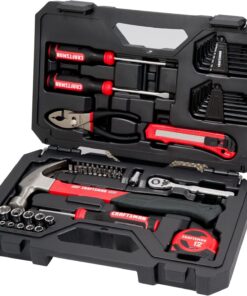 CRAFTSMAN 57 Piece Mechanics Tool Set Home Tool Set, Sockets, Ratchet, Screwdrivers, Hammer, Pliers, Hex Keys, Specialty Bits Hand Tools (CMMT99447)