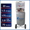 California Air Tools 20015HP 20 Gal. 1.5 HP Ultra Quiet High Pressure Electric Air Compressor