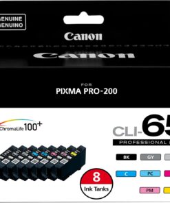 Canon CLI-65 Genuine Eight Color Pack, Compatible with PIXMA PRO-200, and PIXMA PRO-200S Printers