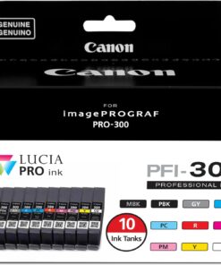 Canon PFI-300 Lucia PRO Ink, 10 Ink Tanks, Compatible to imagePROGRAF PRO-300 Printer, Multi, Standard (4192C007)