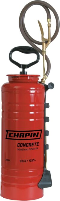 Chapin 19494 Made in USA 3.5 Gallon Tri-Poxy Industrial Open Head Sprayer for Professional Concrete Applications, Form Oils, Construction with All Brass Components, 3.5 gallons, Red