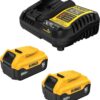 DEWALT 20V MAX Lithium-Ion Battery 2-Pack and Charger, 5.0 Ah, Battery Starter Kit (DCB205-2c)
