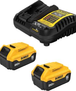 DEWALT 20V MAX Lithium-Ion Battery 2-Pack and Charger, 5.0 Ah, Battery Starter Kit (DCB205-2c)
