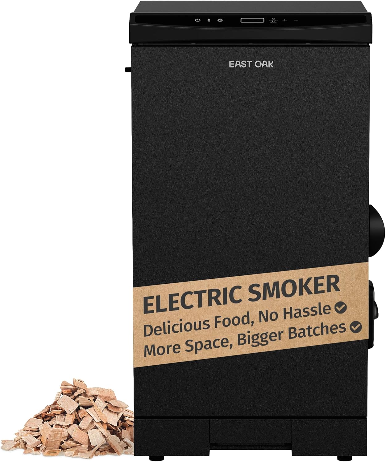EAST OAK 30-inch Electric Smoker, Outdoor Smoker with Convenient Side Wood Chip Loader, 725 Sq Inches of Cooking, Digital Control and 4 Removable Racks for Outdoor Kitchen, BBQ, Backyard, Black EAST OAK 30-inch Electric Smoker, Outdoor Smoker with Convenient Side Wood Chip Loader, 725 Sq Inches of Cooking, Digital Control and 4 Removable Racks for Outdoor Kitchen, BBQ, Backyard, Black