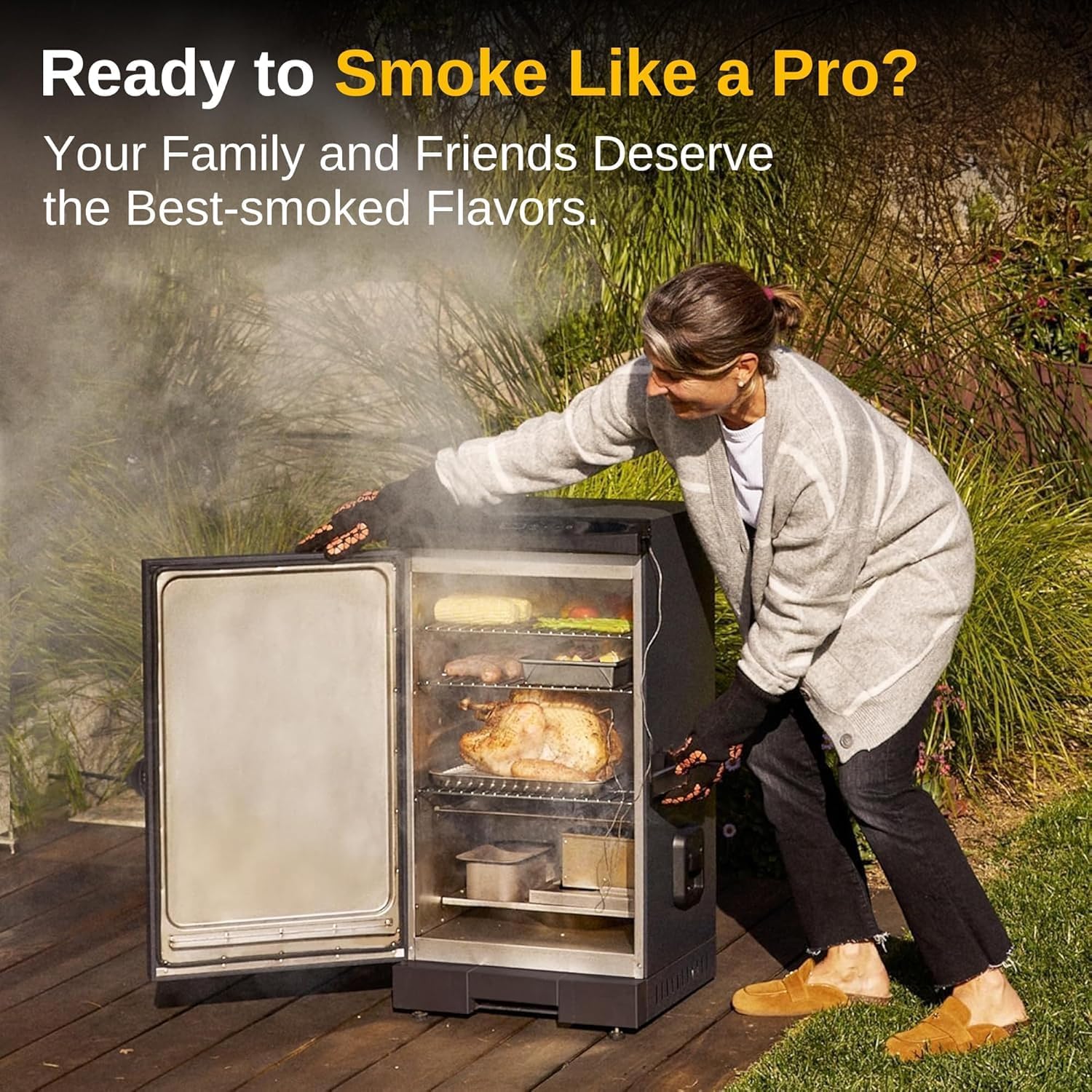 EAST OAK 30-inch Electric Smoker, Outdoor Smoker with Convenient Side Wood Chip Loader, 725 Sq Inches of Cooking, Digital Control and 4 Removable Racks for Outdoor Kitchen, BBQ, Backyard, Black EAST OAK 30-inch Electric Smoker, Outdoor Smoker with Convenient Side Wood Chip Loader, 725 Sq Inches of Cooking, Digital Control and 4 Removable Racks for Outdoor Kitchen, BBQ, Backyard, Black - Image 2