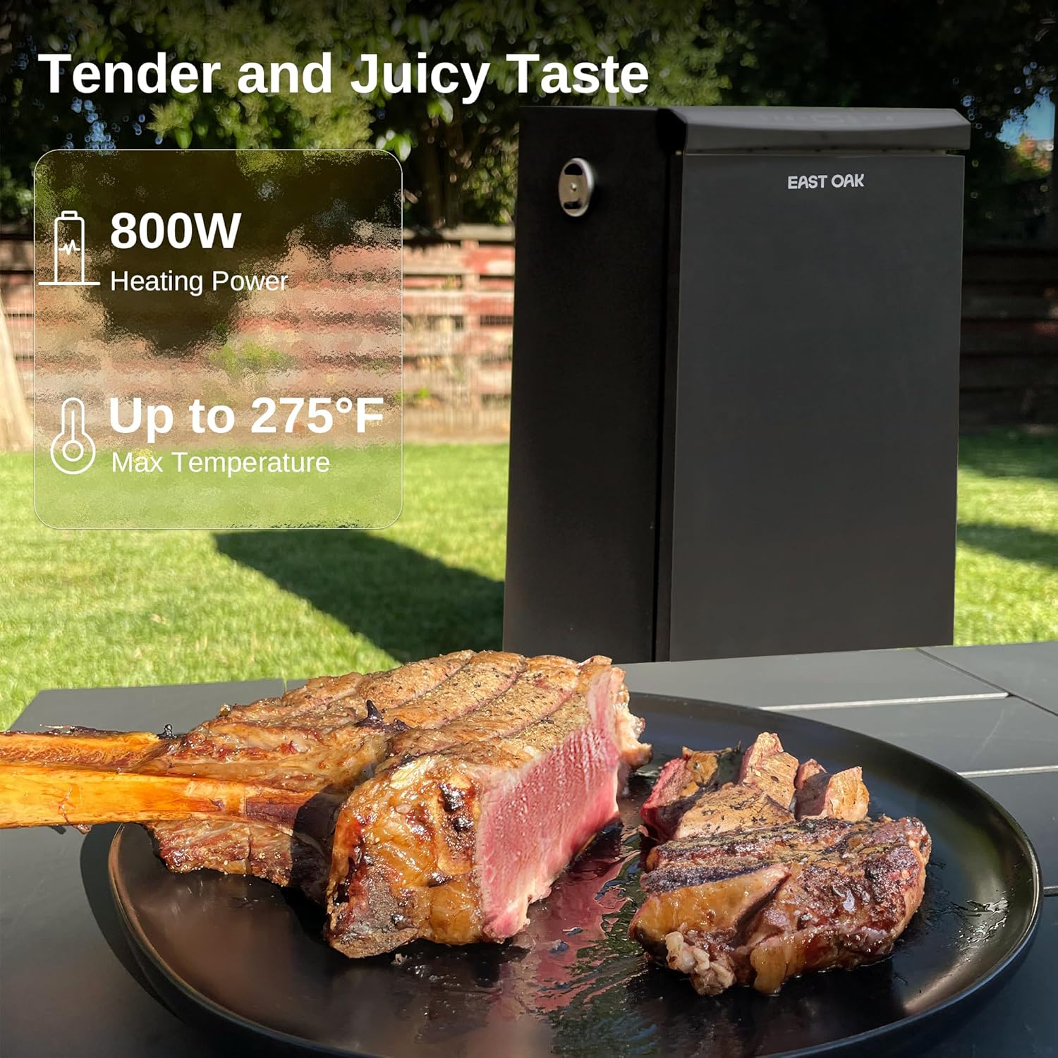 EAST OAK 30-inch Electric Smoker, Outdoor Smoker with Convenient Side Wood Chip Loader, 725 Sq Inches of Cooking, Digital Control and 4 Removable Racks for Outdoor Kitchen, BBQ, Backyard, Black EAST OAK 30-inch Electric Smoker, Outdoor Smoker with Convenient Side Wood Chip Loader, 725 Sq Inches of Cooking, Digital Control and 4 Removable Racks for Outdoor Kitchen, BBQ, Backyard, Black - Image 4
