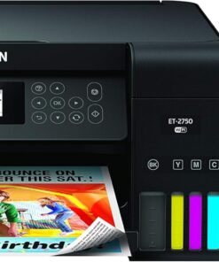 Epson EcoTank ET-2750 Wireless Color All-in-One Cartridge-Free Supertank Printer with Scanner, Copier and Ethernet, Regular
