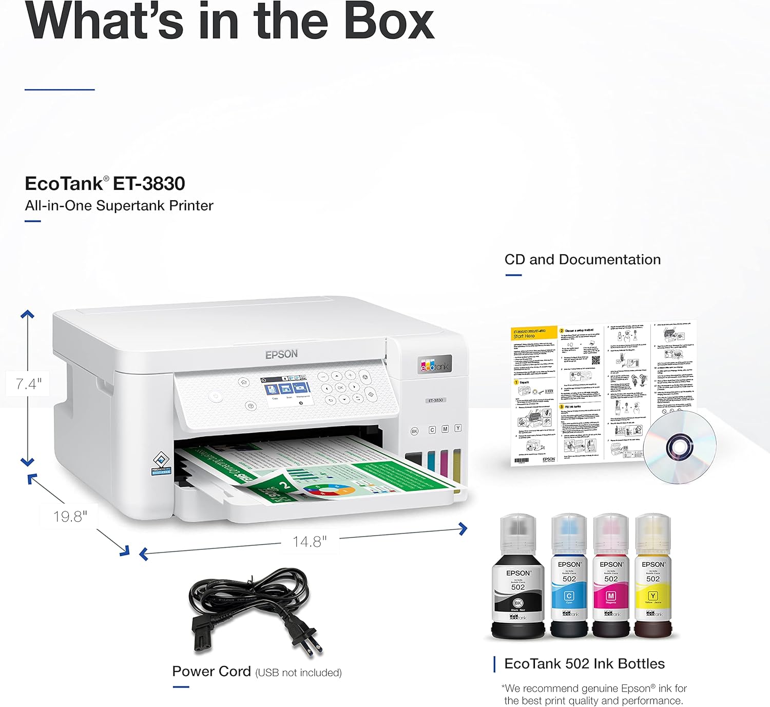 Epson EcoTank ET-3830 Wireless Color All-in-One Cartridge-Free Supertank Printer with Scan, Copy, Auto 2-Sided Printing and Ethernet – The Perfect Printer Productive Families,White14 Epson EcoTank ET-3830 Wireless Color All-in-One Cartridge-Free Supertank Printer with Scan, Copy, Auto 2-Sided Printing and Ethernet – The Perfect Printer Productive Families,White